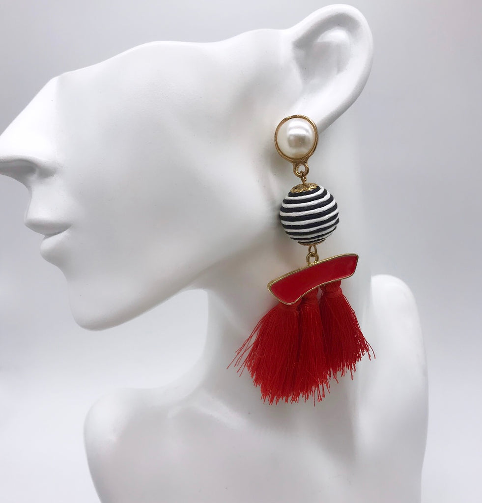 Alexis Red Tassel Earrings