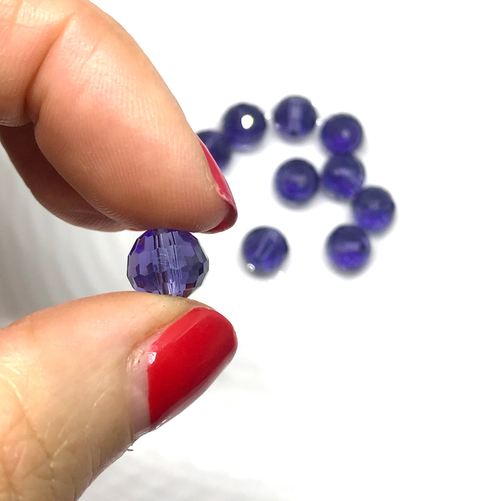 Amethyst Coloured Faceted Glass Beads