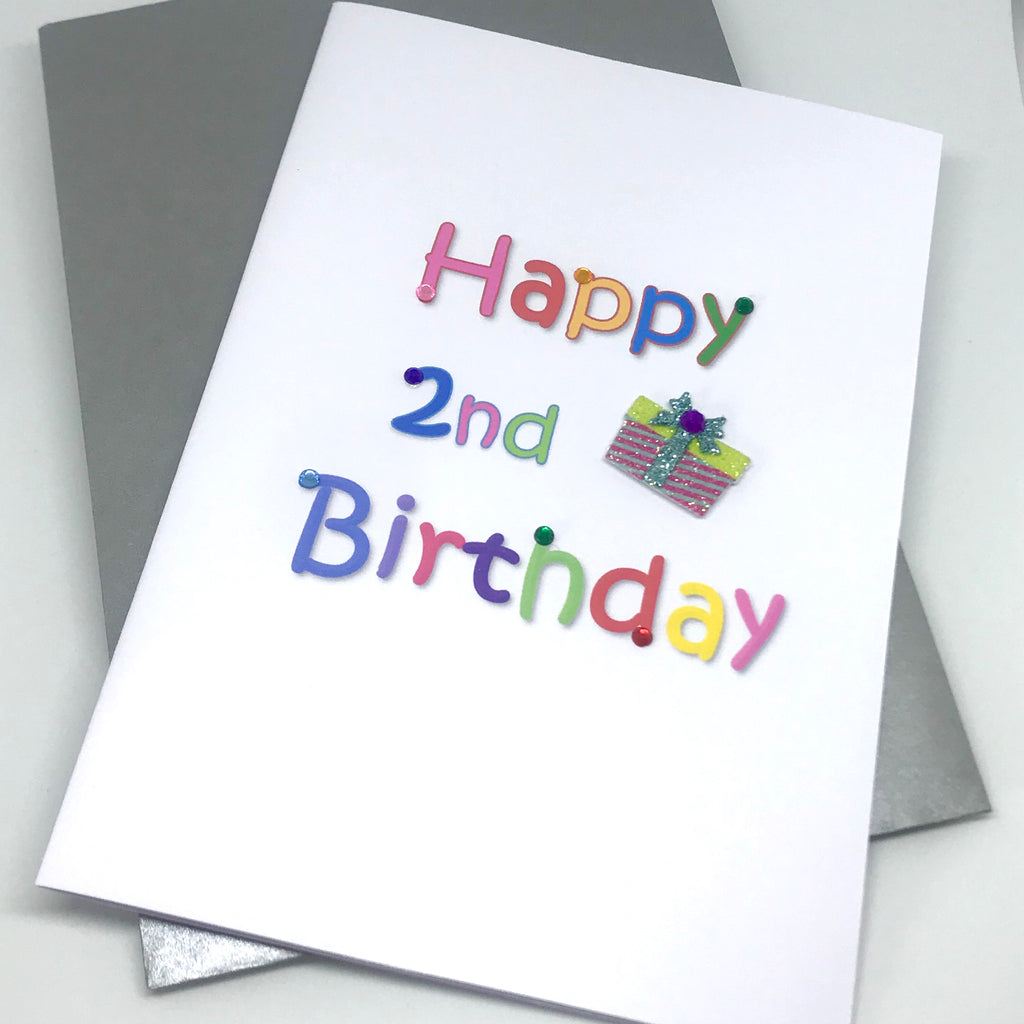 giltter present 2nd birthday card 