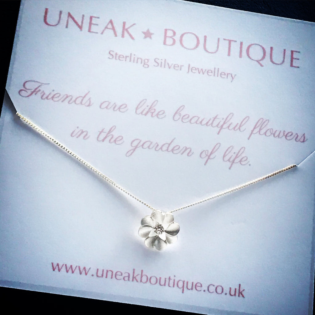 Serenity Flower Pendant with Cubic Zirconia