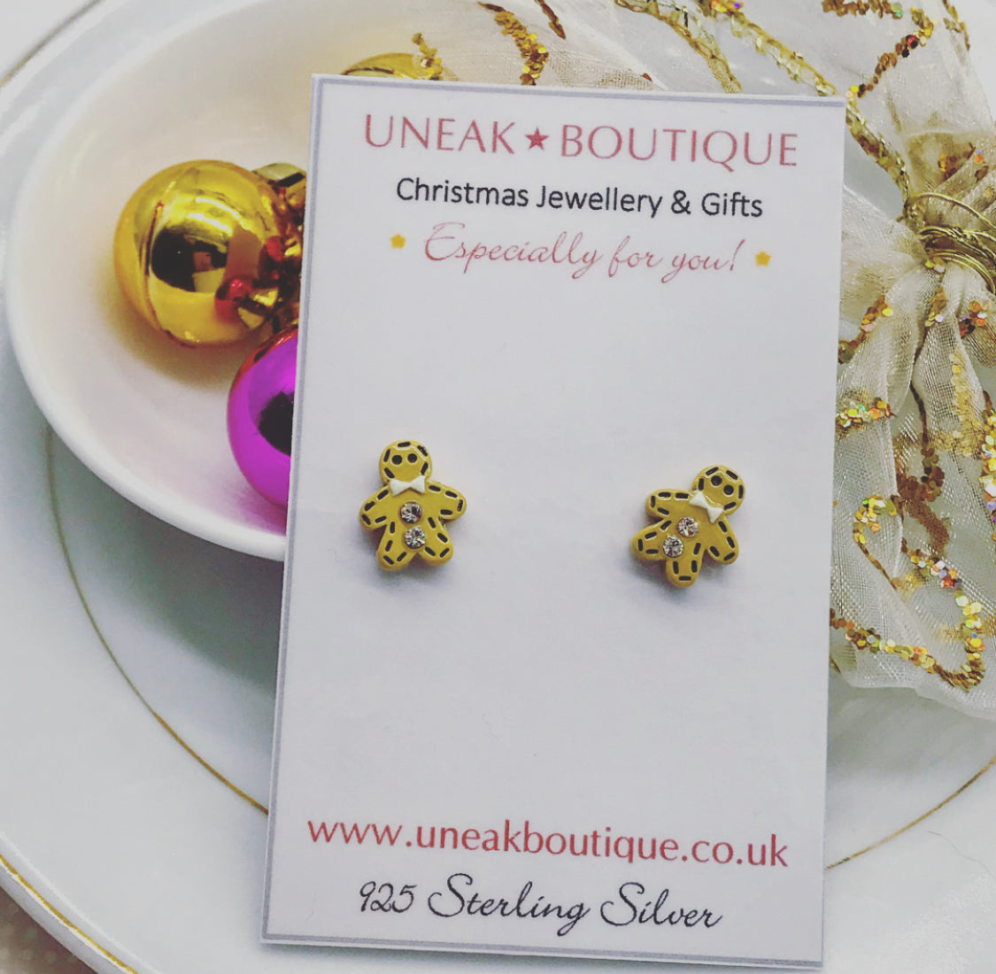 Buy Crystal Gingerbread Man Stud Earrings for 9.99 Uneak Boutique