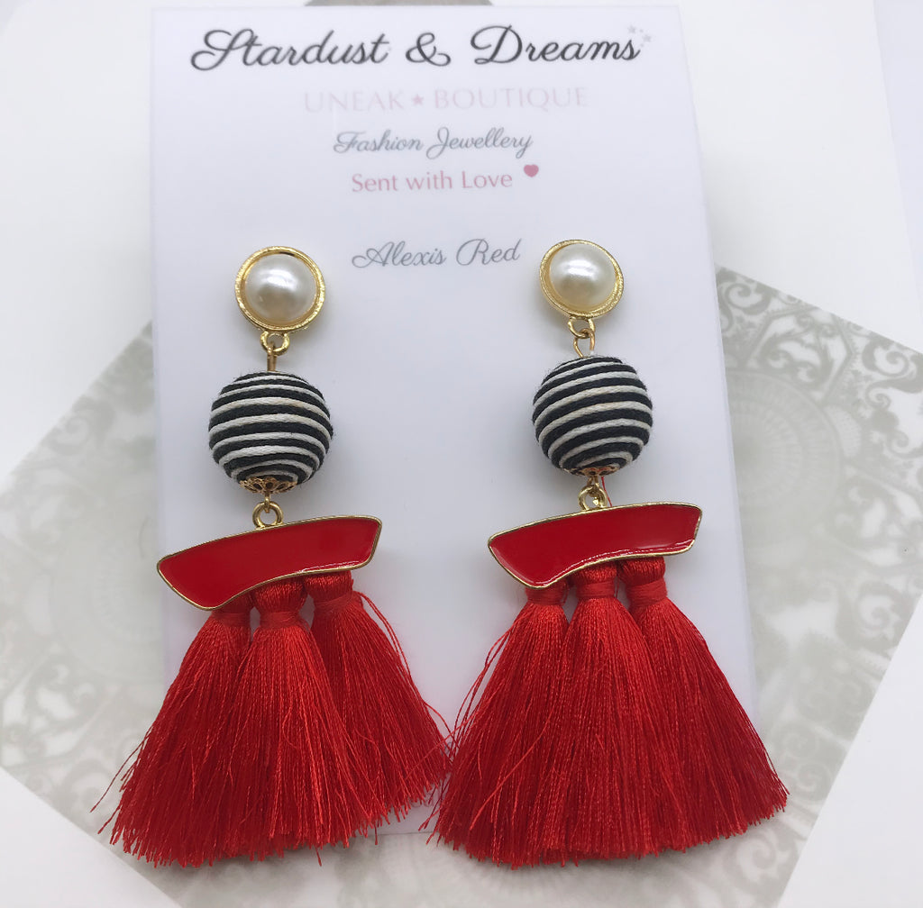 Alexis Red Tassel Earrings