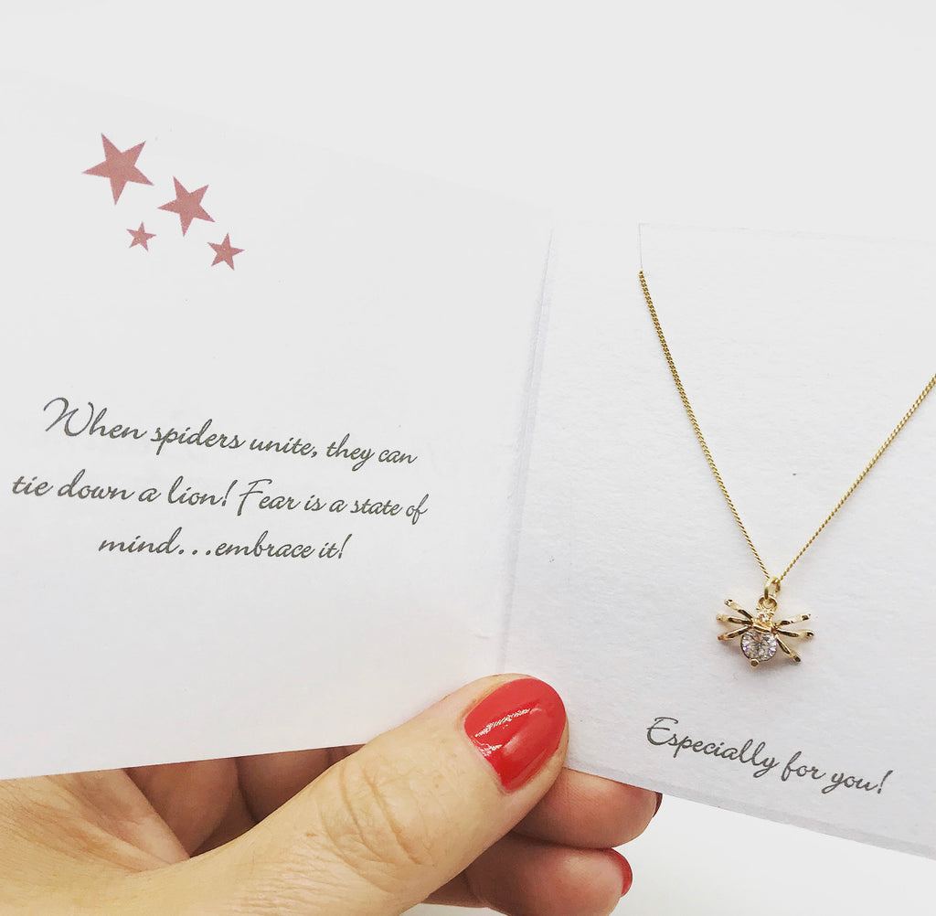 Golden Crystal Spider Necklace