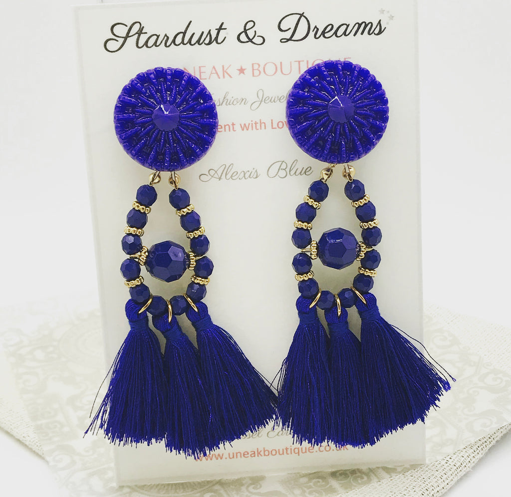 Alexis Blue Tassel Earrings 