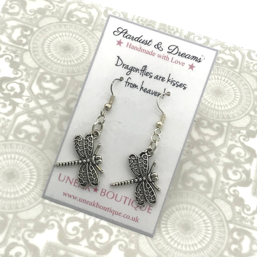 Silver Dragonfly Earrings