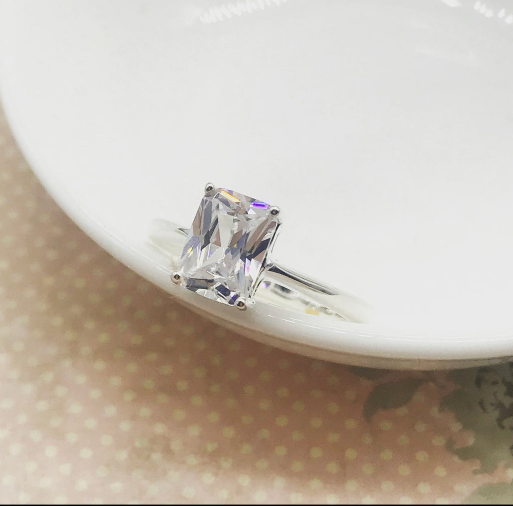 Belle Emerald Cut Cubic Zirconia Ring