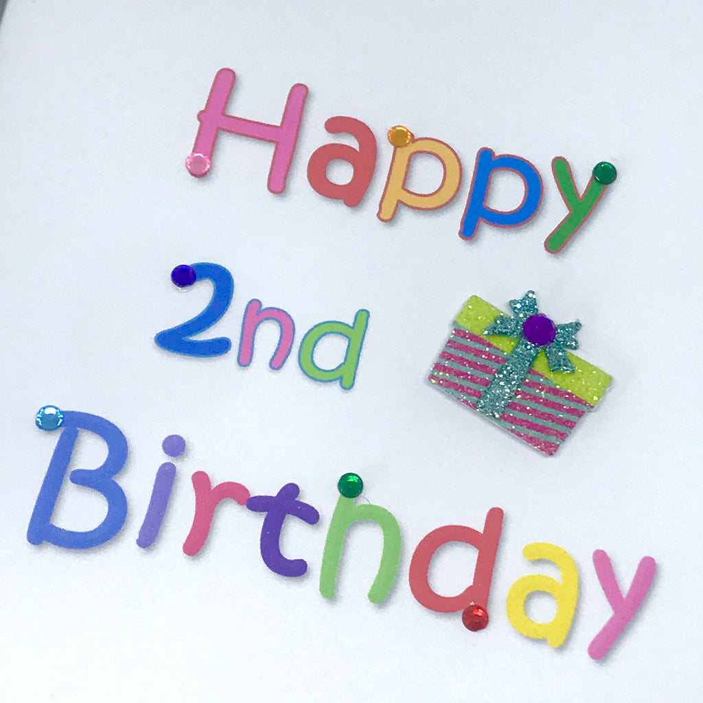 giltter present 2nd birthday card