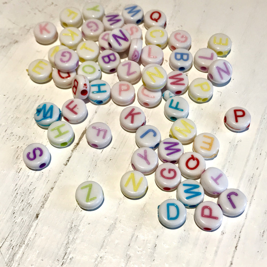 Mini Jar of Rainbow Alphabet Beads