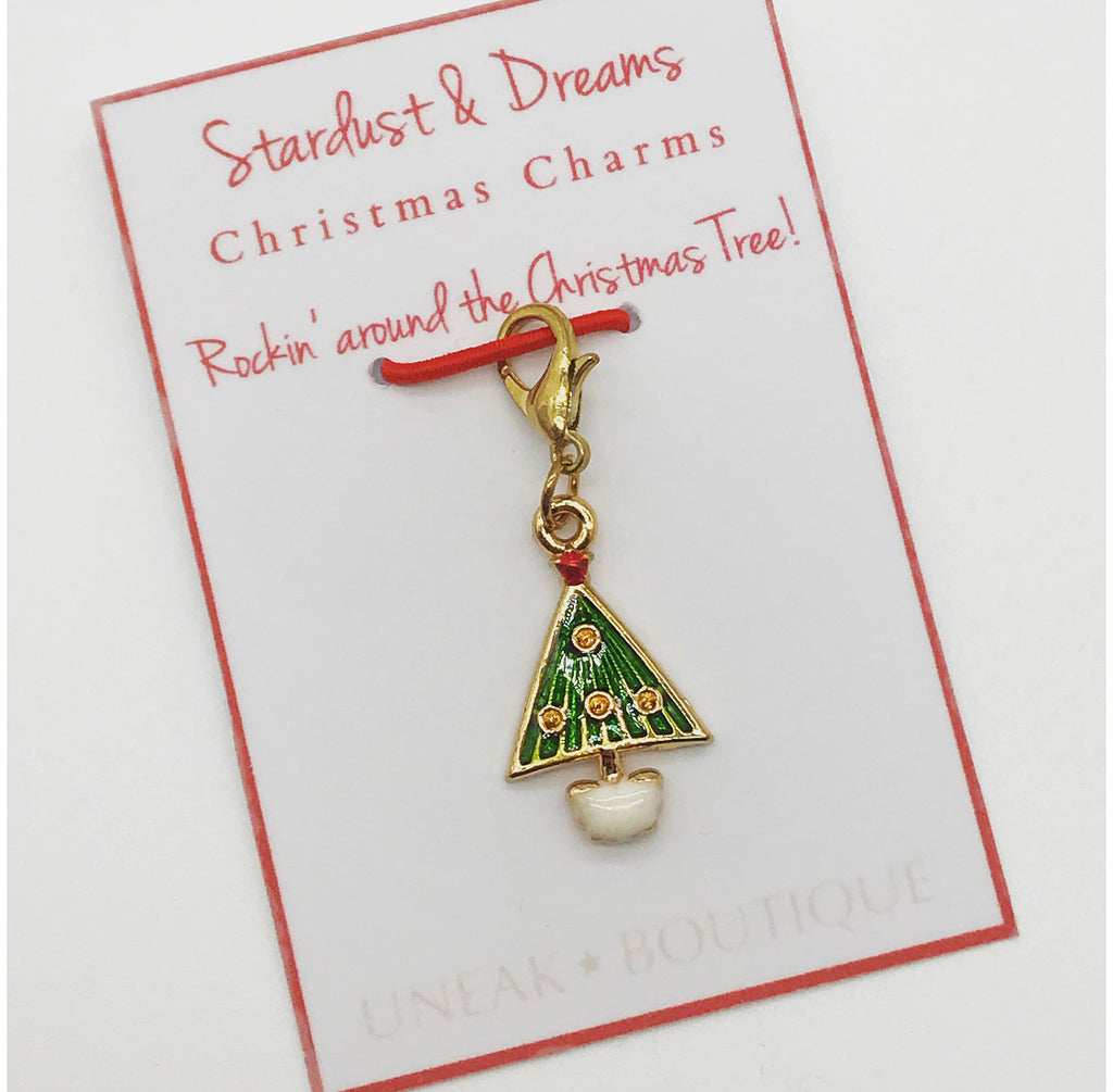 Snowy Christmas Tree Clip Charm
