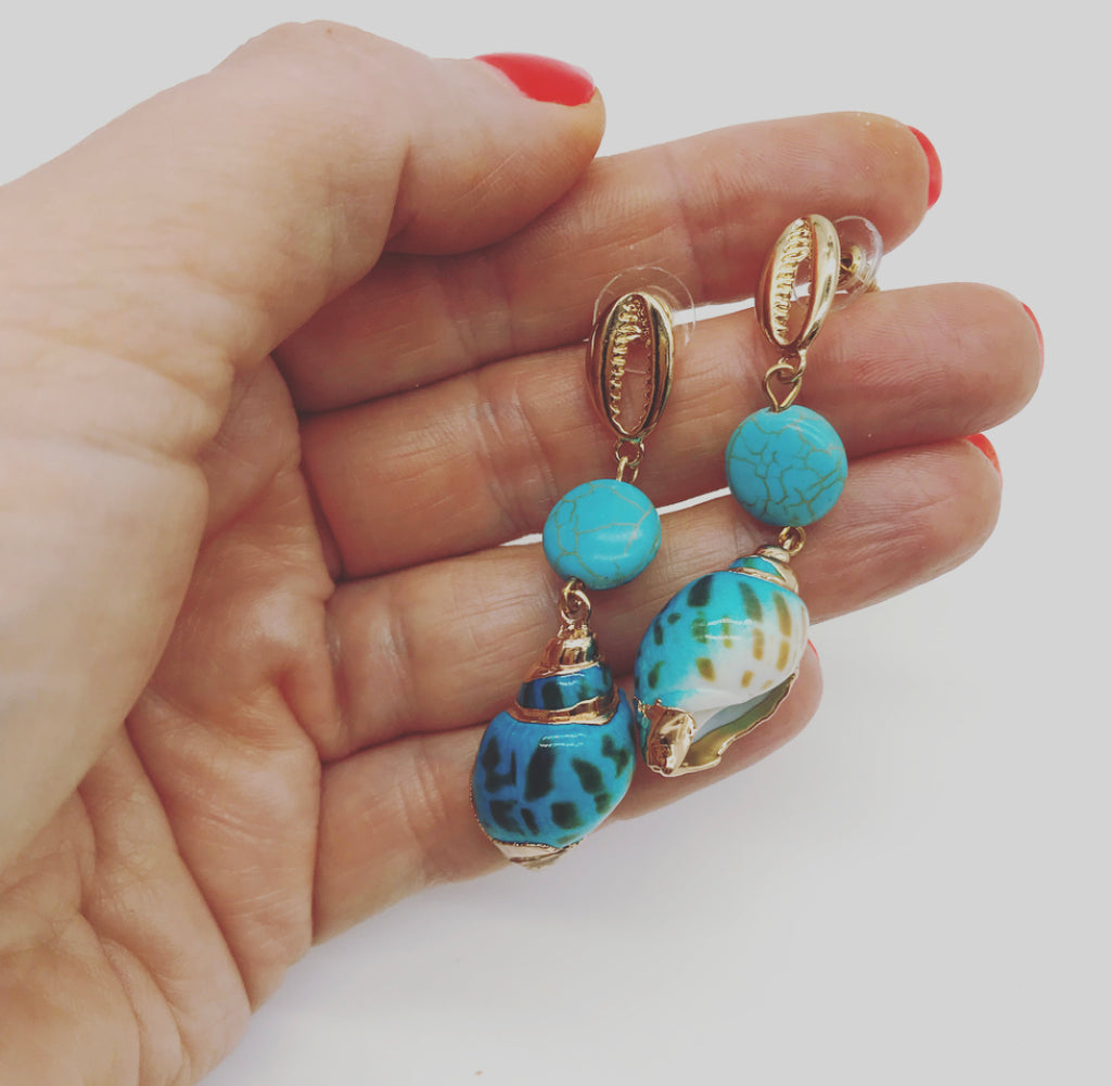 Turquoise Waters Shell Earrings
