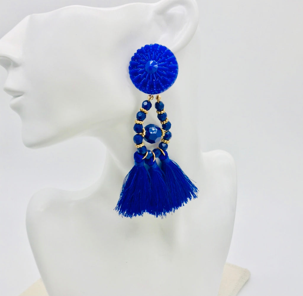 alexis blue tassel earrings 