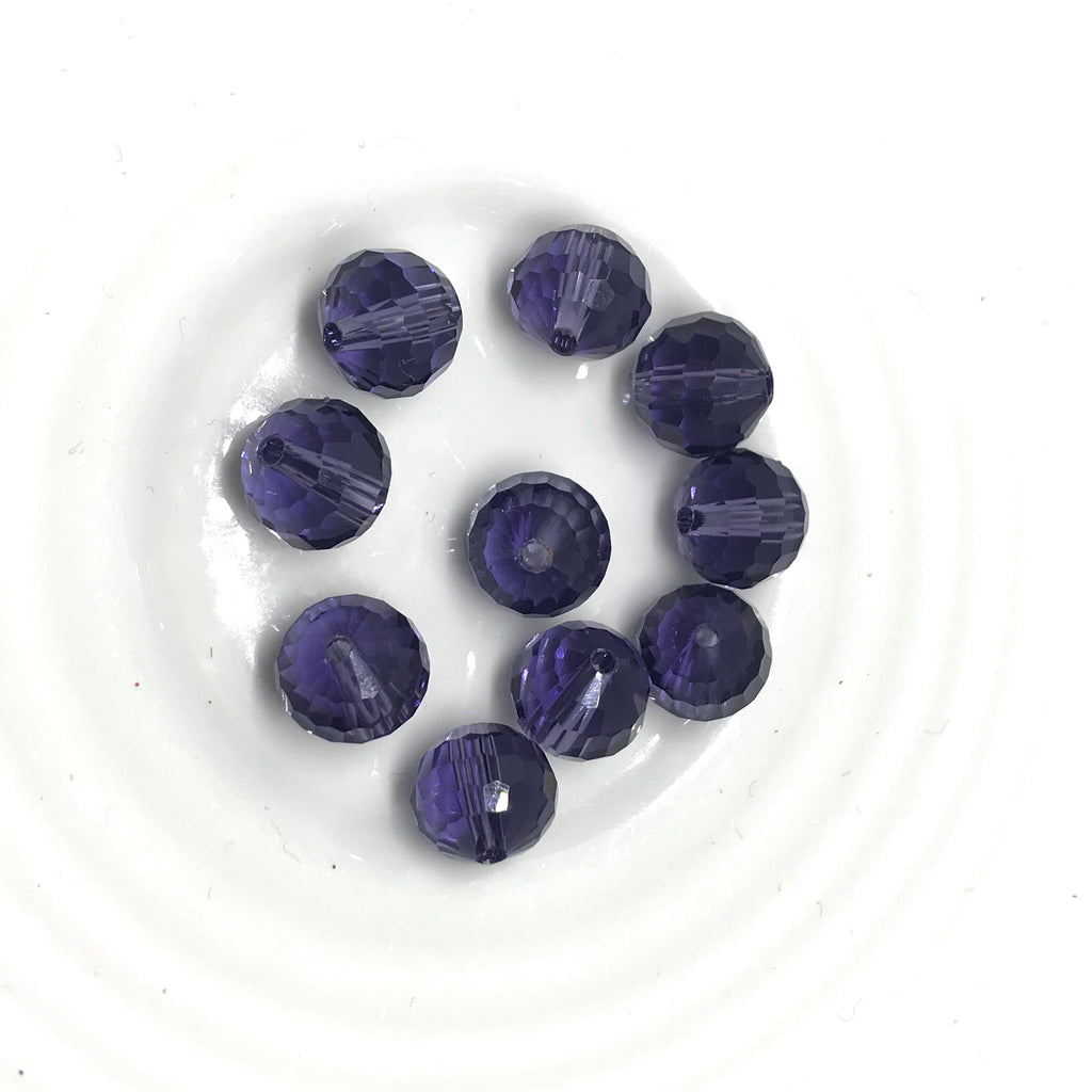 Amethyst Coloured Faceted Glass Beads