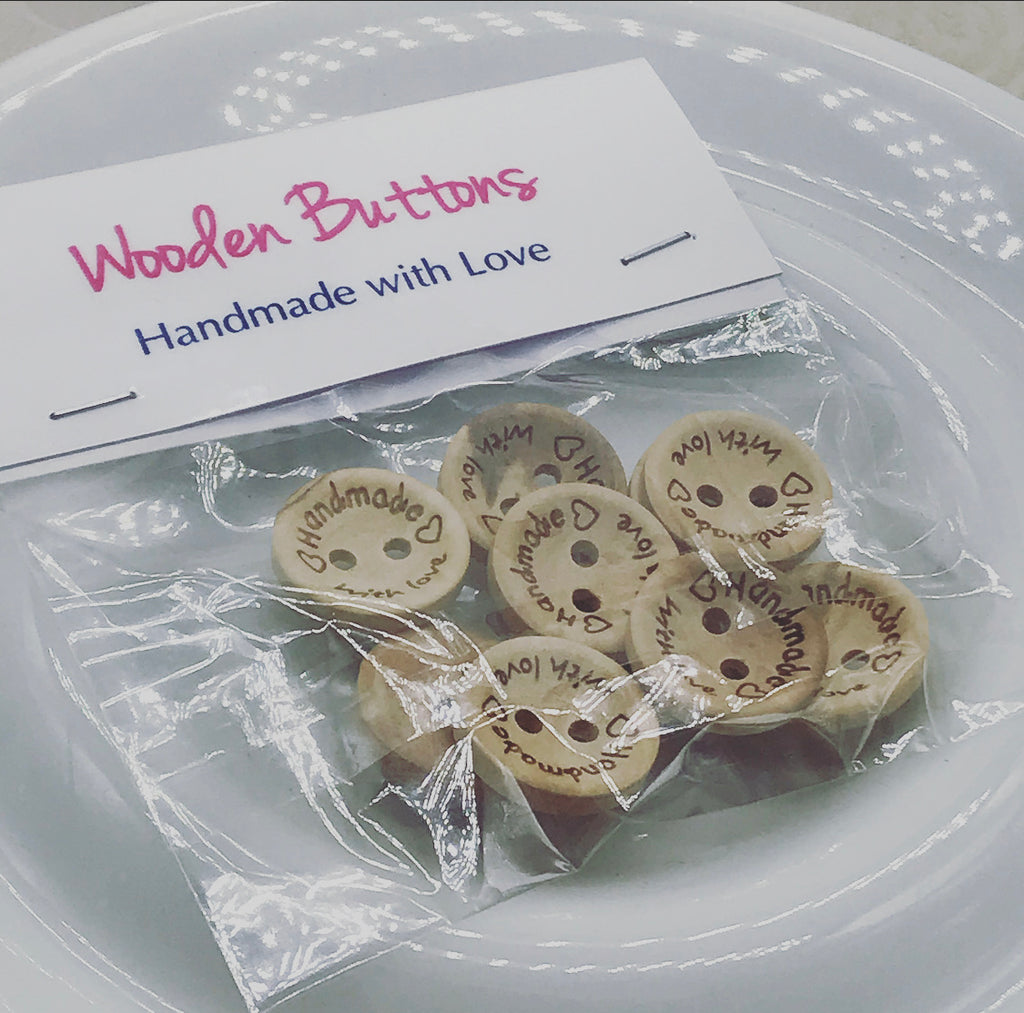 Handmade with Love Wooden Buttons 15mm