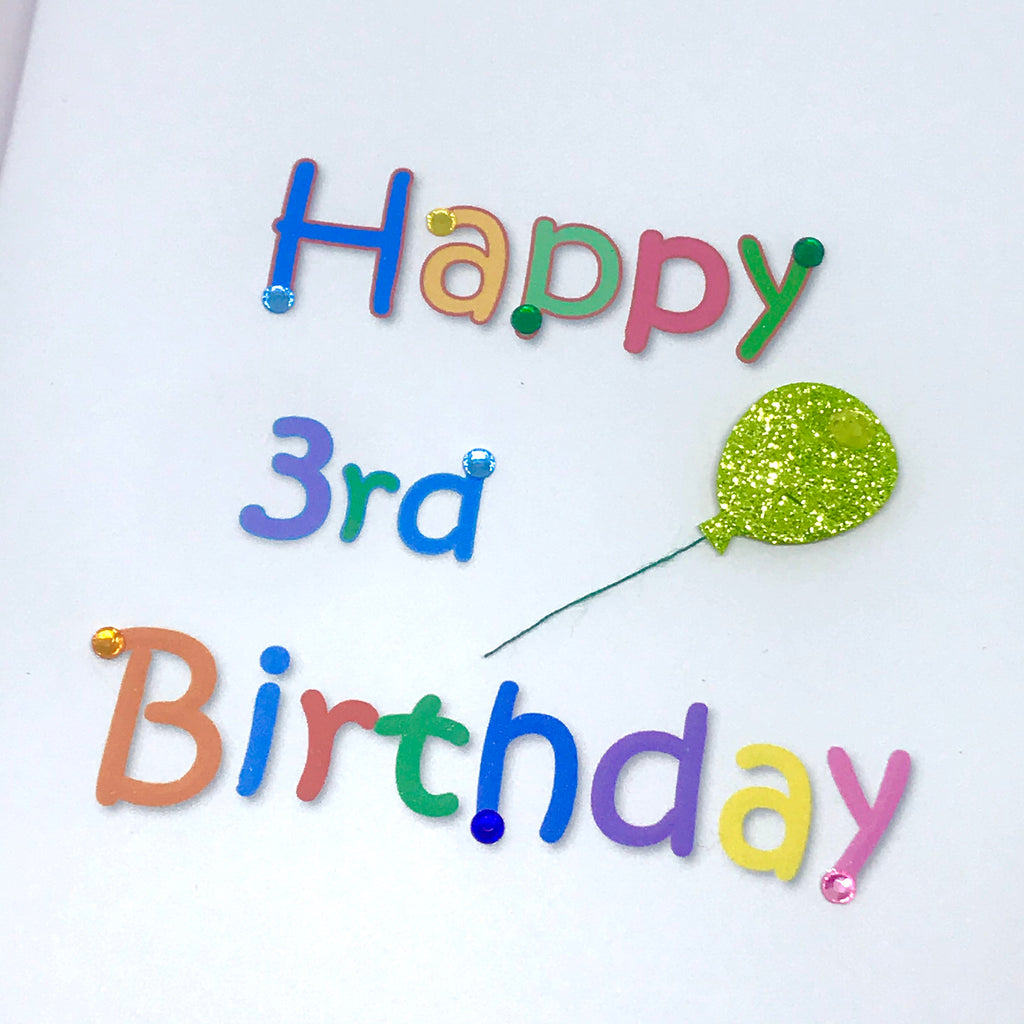 Glitter Balloon 3rd Birthday Card