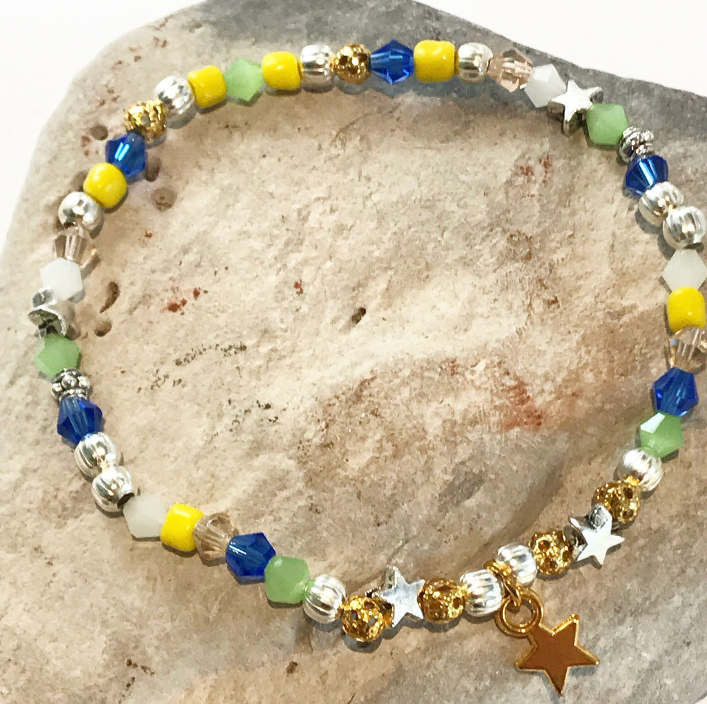 Sahara Blue and Gold Beaded Bracelet