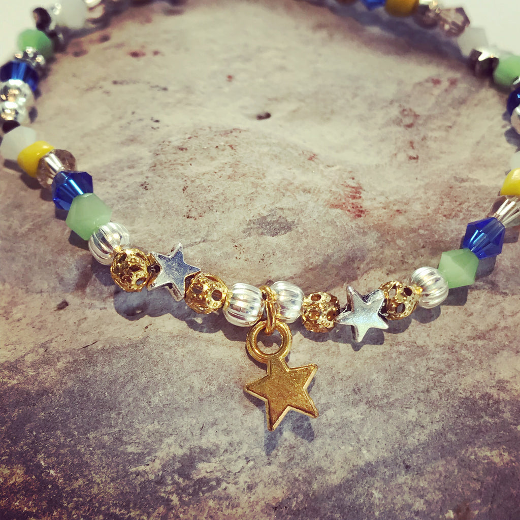 Sahara Blue and Gold Beaded Bracelet