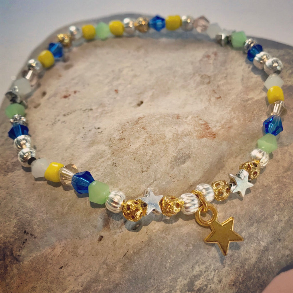 Sahara Blue and Gold Beaded Bracelet