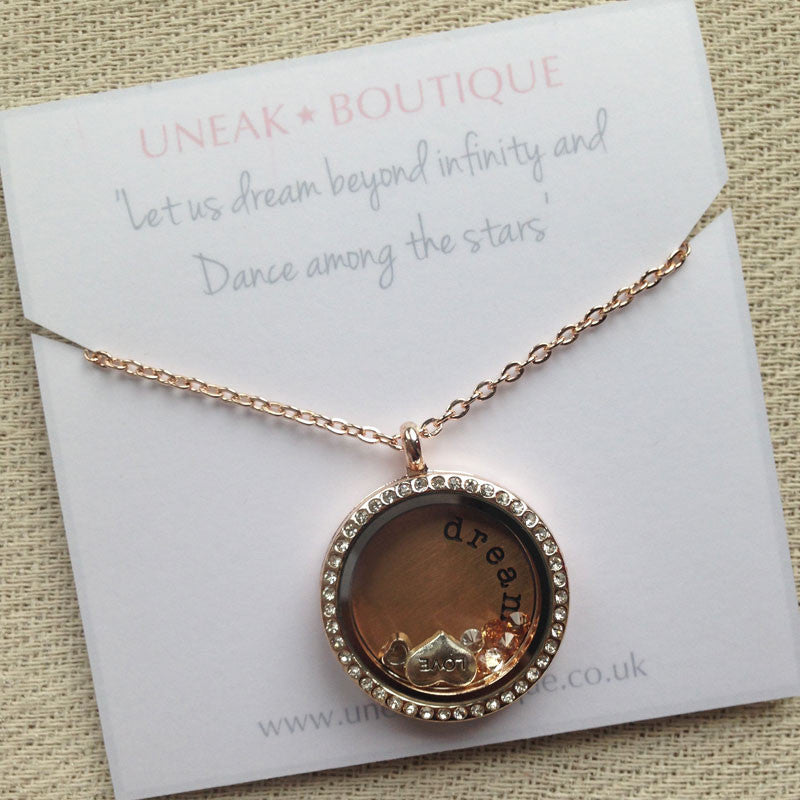 Just Dream Rose Gold Memory Locket with Floating Charms