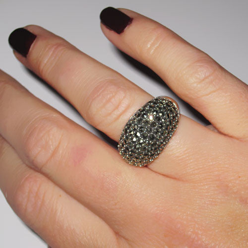 Domed Marcasite Ring in Sterling Silver