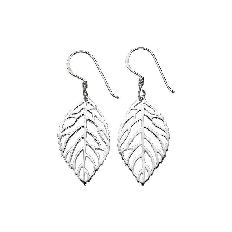Openwork Leaf Sterling Silver Earrings