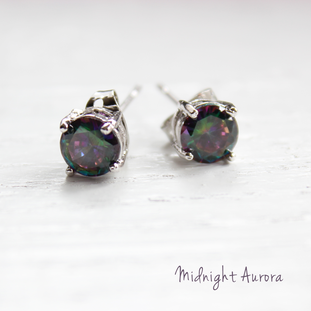 Midnight Aurora Crystal Stud Earrings