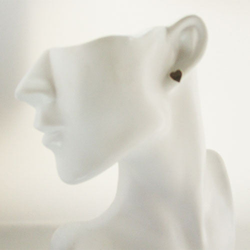 Polished Silver Stud Heart Earrings
