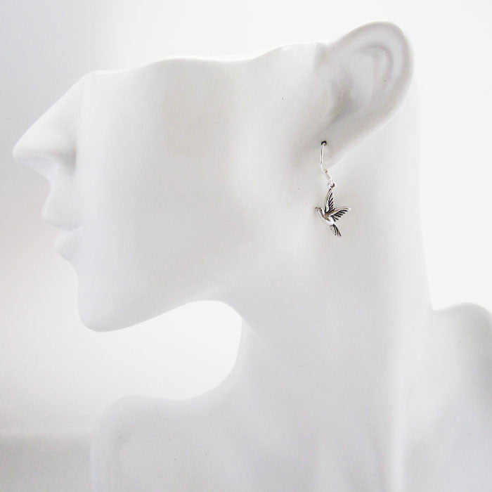 Flying Dove Bird Silver Earrings