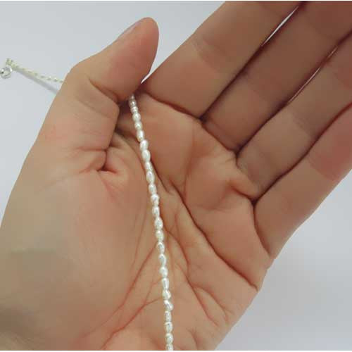 Slim White Freshwater Pearl Bridal Necklace