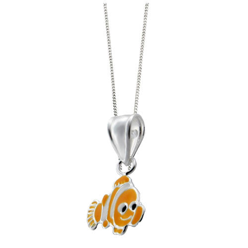 Sterling Silver Enamel Clown Fish Pendant