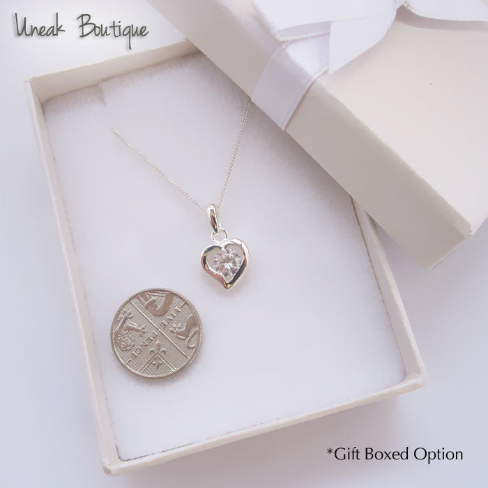 Clear Crystal Silver Heart Pendant