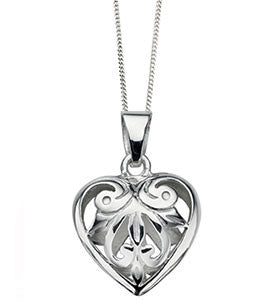 Filigree Open Silver Heart Pendant