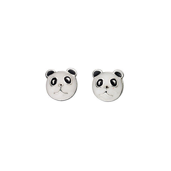 Silver Panda Bear Kids Stud Earrings
