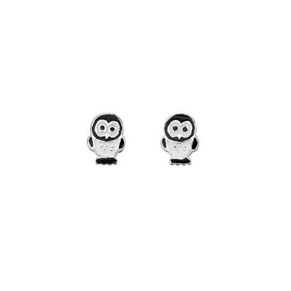 Kids Black and White Penguin Earrings