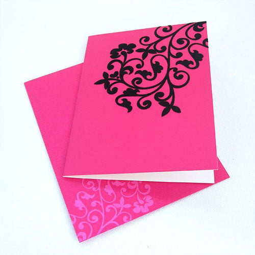 Wow Hot Pink & Black Velvet Blank Gift Card