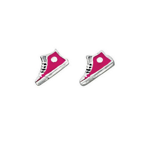 Pink Baseball Boots Kids Stud Earrings