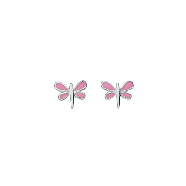 Pale Pink Enamel Dragonfly Stud Earrings