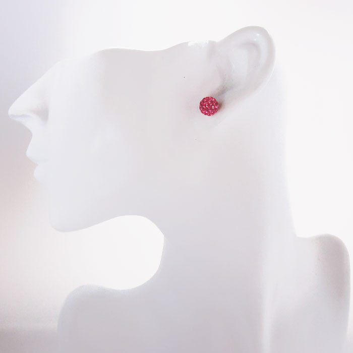 Rose Pink Crystal Ball Earrings