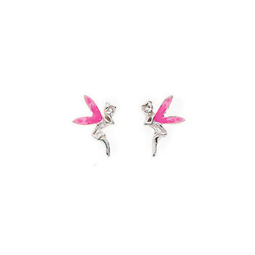 Pink Winged Fairy Stud Earrings