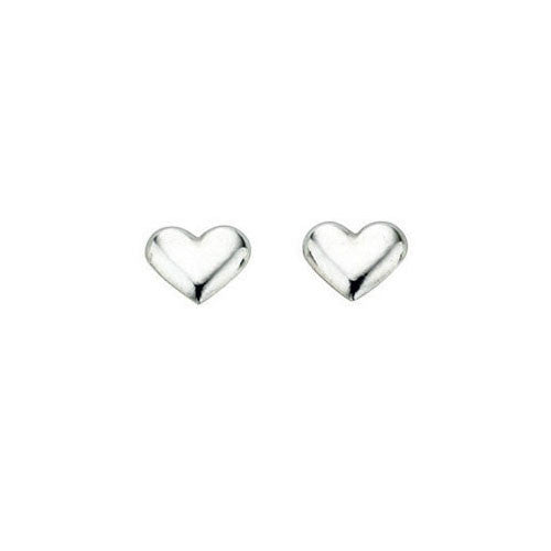 Polished Silver Heart Stud Earrings