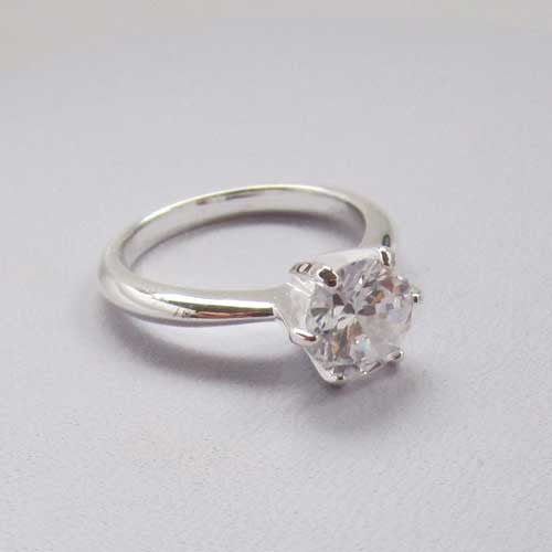 Clear Cubic Zirconia Sterling Silver Solitaire Ring