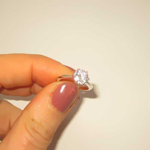 Clear Cubic Zirconia Sterling Silver Solitaire Ring