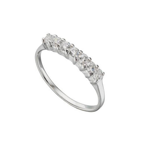 Silver Cubic Zirconia Seven Stone Eternity Ring