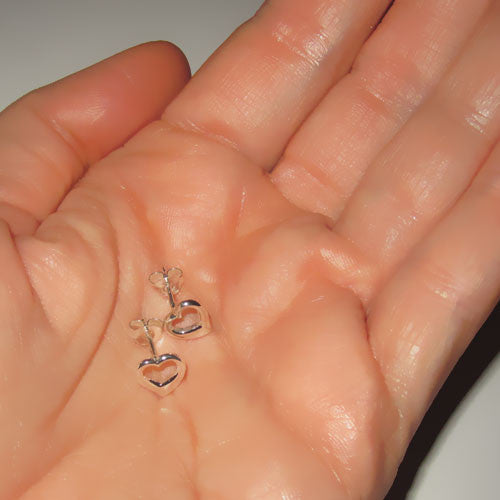 Small Open Silver Heart Earrings