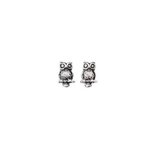 Sterling Silver Owl Stud Earrings