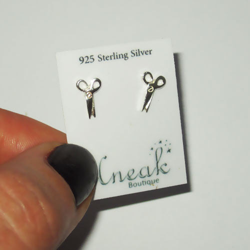 Sterling Silver Scissor Stud Earrings