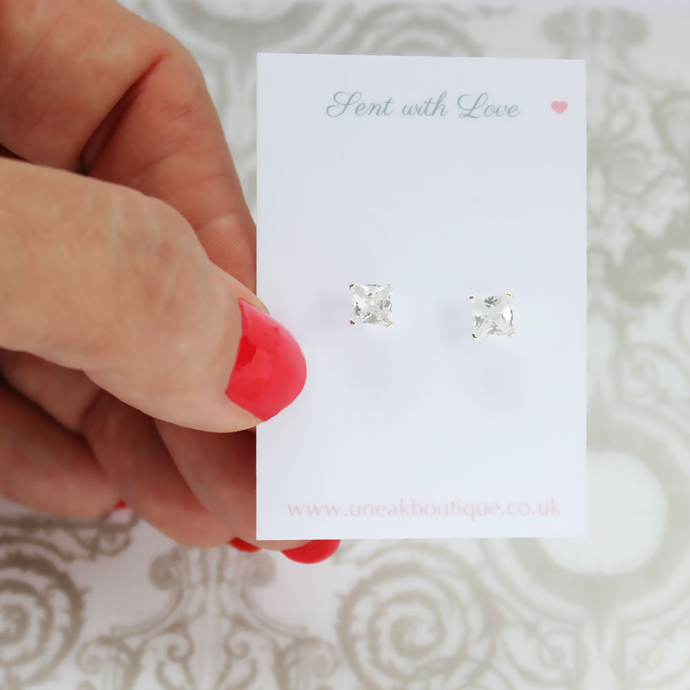 Checkerboard silver earrings