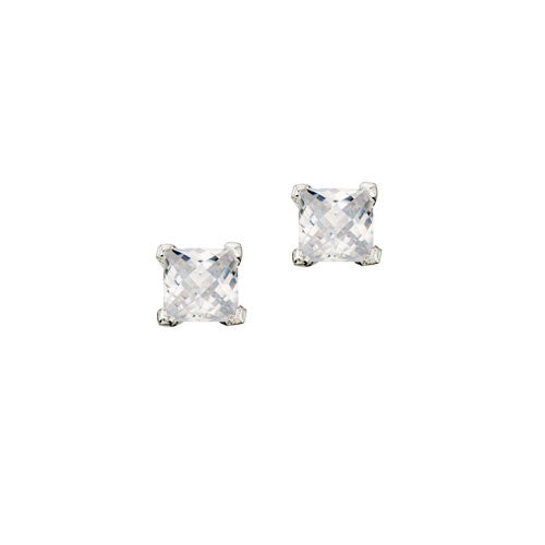 Cubic Zirconia Checkerboard Silver Earrings