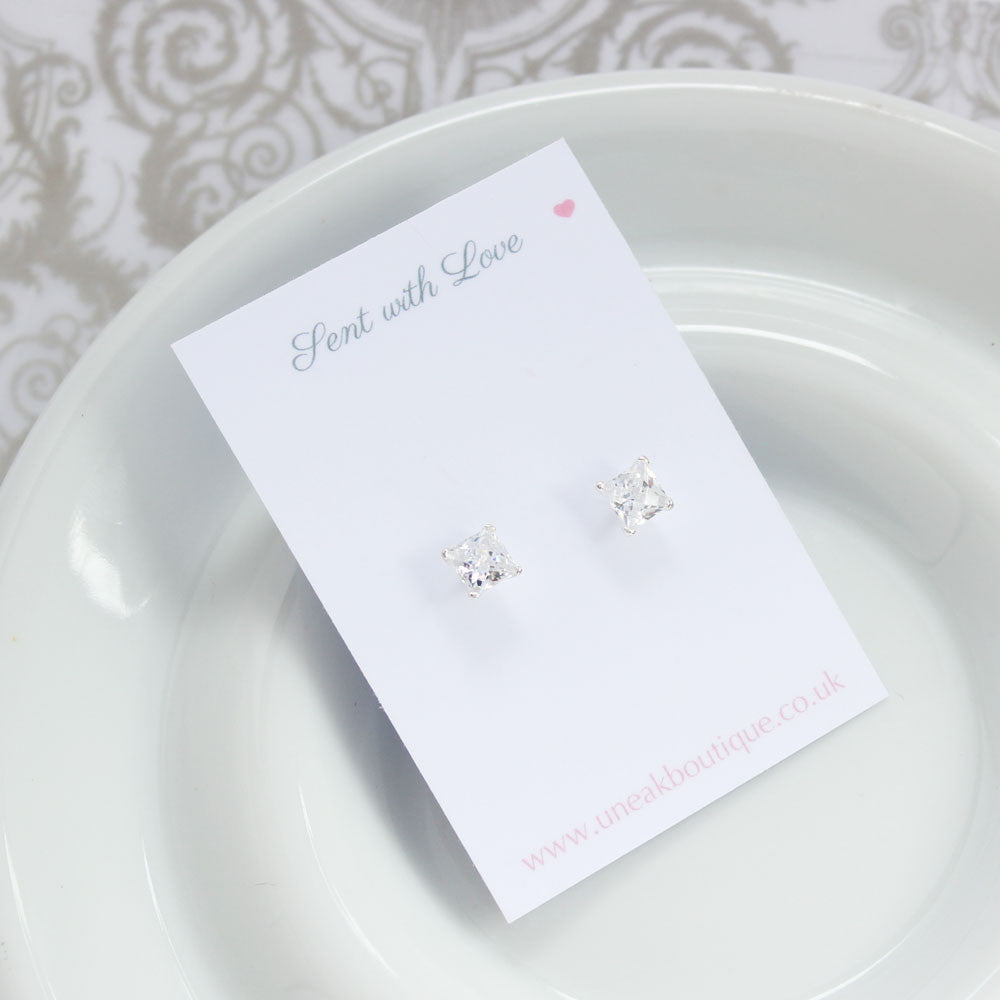 Checkerboard silver earrings