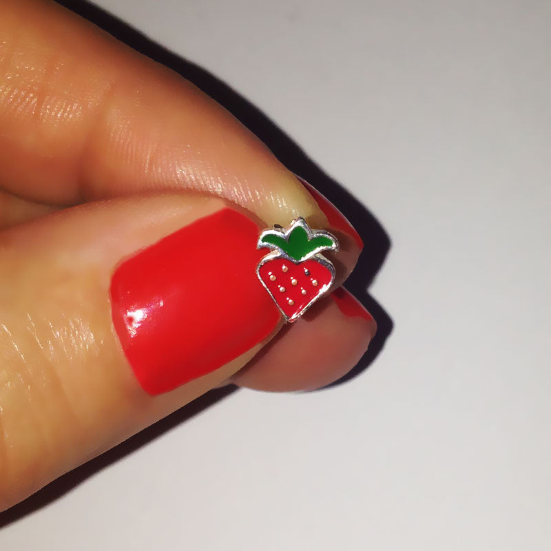 Red Enamel Strawberry Kids Earrings