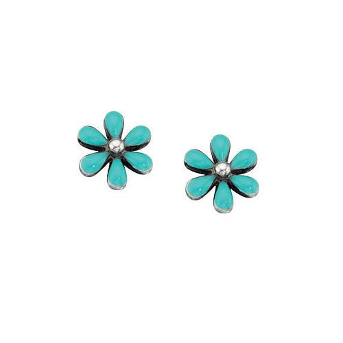 Silver Turquoise Flower Earrings